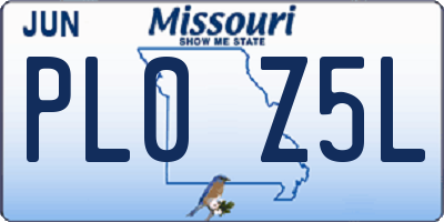 MO license plate PL0Z5L