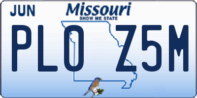 MO license plate PL0Z5M