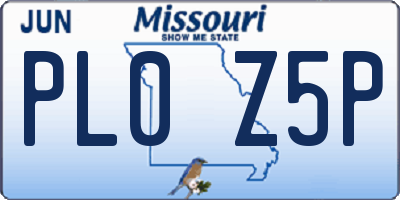 MO license plate PL0Z5P