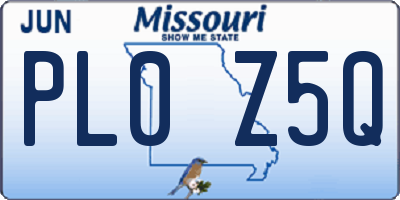 MO license plate PL0Z5Q
