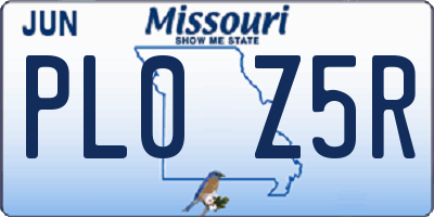 MO license plate PL0Z5R