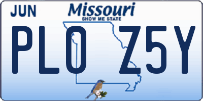 MO license plate PL0Z5Y