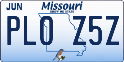 MO license plate PL0Z5Z