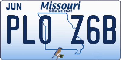MO license plate PL0Z6B