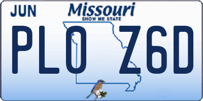 MO license plate PL0Z6D
