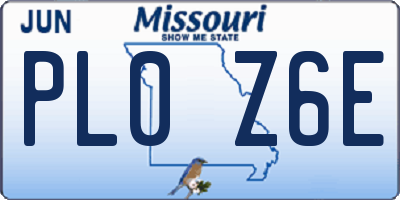 MO license plate PL0Z6E