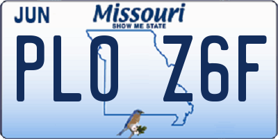 MO license plate PL0Z6F