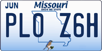 MO license plate PL0Z6H