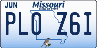 MO license plate PL0Z6I