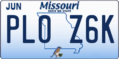 MO license plate PL0Z6K