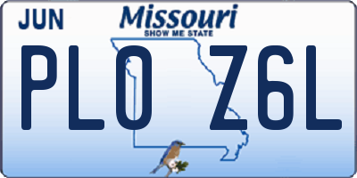MO license plate PL0Z6L