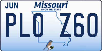 MO license plate PL0Z6O