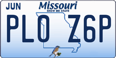 MO license plate PL0Z6P