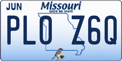 MO license plate PL0Z6Q