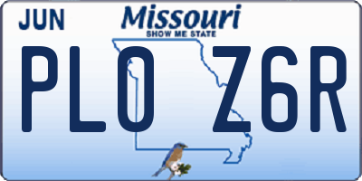 MO license plate PL0Z6R