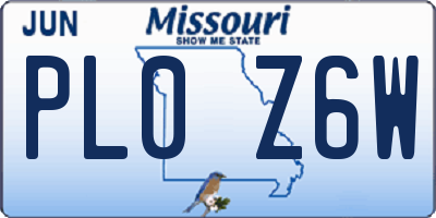 MO license plate PL0Z6W