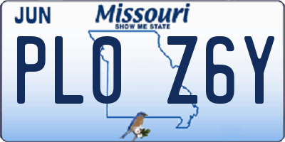 MO license plate PL0Z6Y