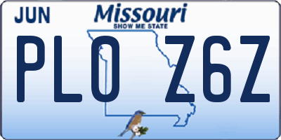 MO license plate PL0Z6Z