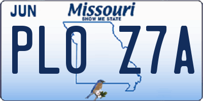 MO license plate PL0Z7A