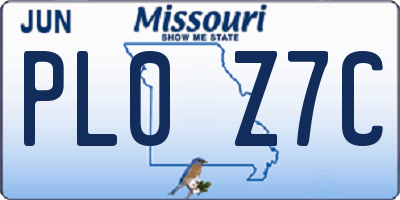 MO license plate PL0Z7C