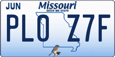 MO license plate PL0Z7F