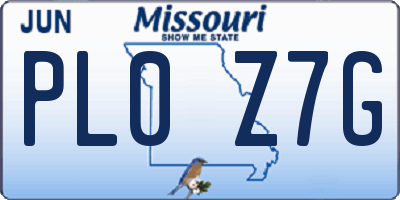 MO license plate PL0Z7G