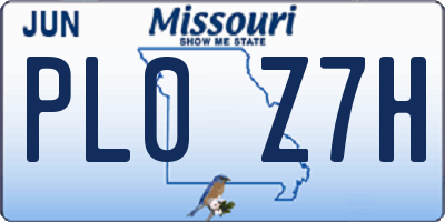 MO license plate PL0Z7H