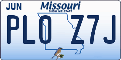 MO license plate PL0Z7J