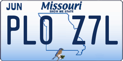 MO license plate PL0Z7L