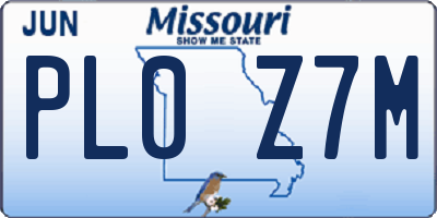 MO license plate PL0Z7M
