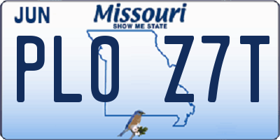 MO license plate PL0Z7T