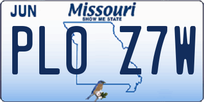MO license plate PL0Z7W