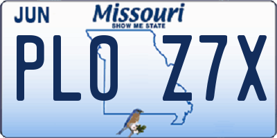 MO license plate PL0Z7X