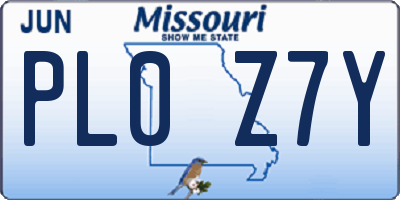 MO license plate PL0Z7Y