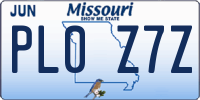 MO license plate PL0Z7Z