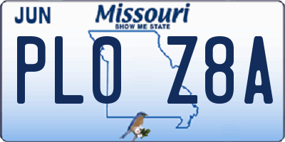 MO license plate PL0Z8A