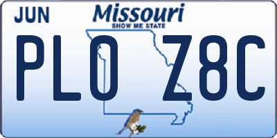 MO license plate PL0Z8C