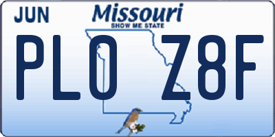 MO license plate PL0Z8F
