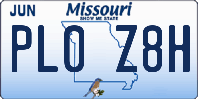 MO license plate PL0Z8H