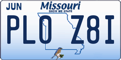MO license plate PL0Z8I