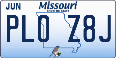 MO license plate PL0Z8J