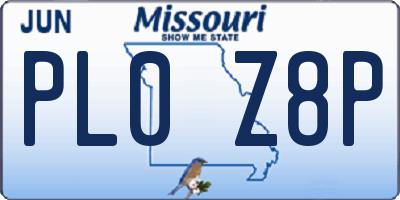 MO license plate PL0Z8P
