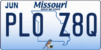 MO license plate PL0Z8Q