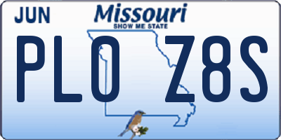 MO license plate PL0Z8S