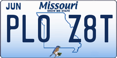 MO license plate PL0Z8T