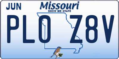 MO license plate PL0Z8V