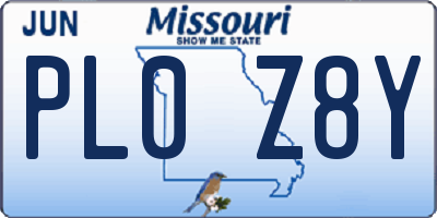 MO license plate PL0Z8Y