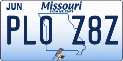 MO license plate PL0Z8Z