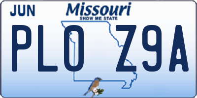 MO license plate PL0Z9A