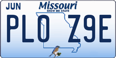 MO license plate PL0Z9E